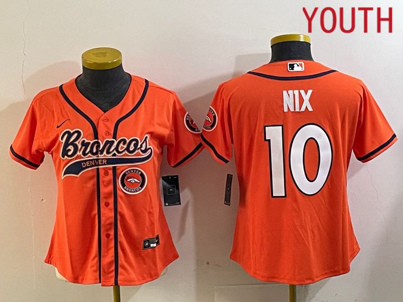 Youth Denver Broncos #10 Nix Orange Joint Name 2024 Nike Limited NFL Jersey style 3->youth nfl jersey->Youth Jersey